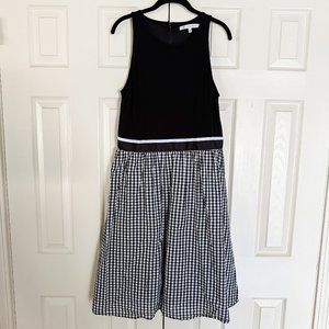 Women's Gingham Midi Dress - Black/White Size 14